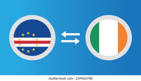 round icons with Cape Verde and Ireland flag exchange rate concept graphic element Illustration template design
