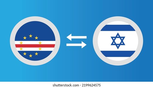 round icons with Cape Verde and Israel flag exchange rate concept graphic element Illustration template design
