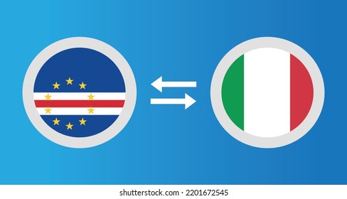 round icons with Cape Verde and Italy flag exchange rate concept graphic element Illustration template design
