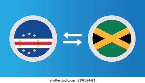 round icons with Cape Verde and Jamaica flag exchange rate concept graphic element Illustration template design
