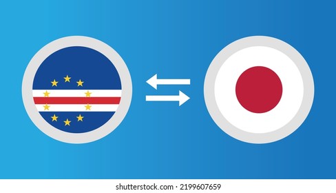 round icons with Cape Verde and Japan flag exchange rate concept graphic element Illustration template design
