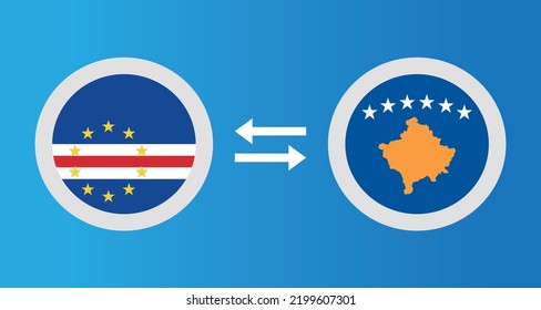 round icons with Cape Verde and Kosovo flag exchange rate concept graphic element Illustration template design
