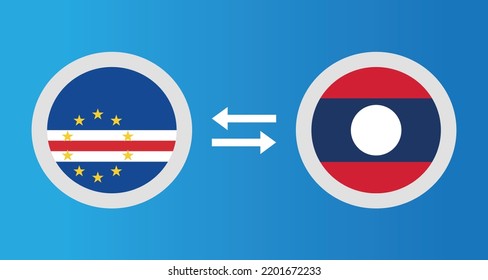 round icons with Cape Verde and Laos flag exchange rate concept graphic element Illustration template design
