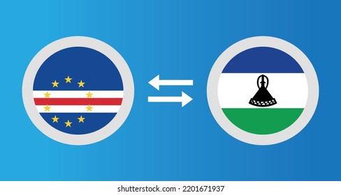 round icons with Cape Verde and Lesotho flag exchange rate concept graphic element Illustration template design
