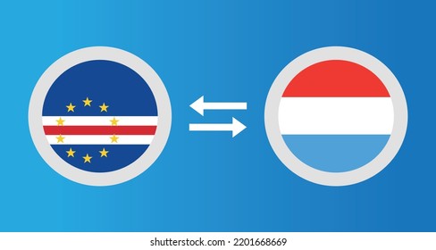 round icons with Cape Verde and Luxembourg flag exchange rate concept graphic element Illustration template design
