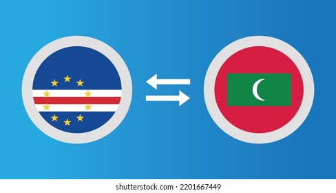 round icons with Cape Verde and Maldives flag exchange rate concept graphic element Illustration template design
