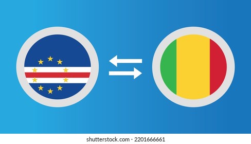 round icons with Cape Verde and Mali flag exchange rate concept graphic element Illustration template design
