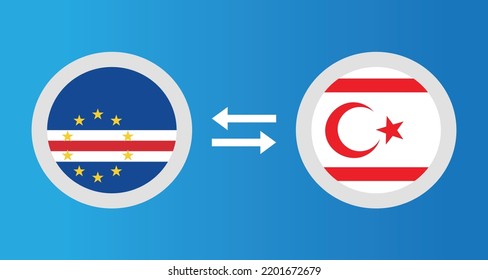 round icons with Cape Verde and Northern Cyprus flag exchange rate concept graphic element Illustration template design
