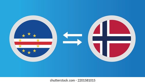 round icons with Cape Verde and Norway flag exchange rate concept graphic element Illustration template design
