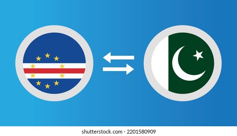 round icons with Cape Verde and Pakistan flag exchange rate concept graphic element Illustration template design
