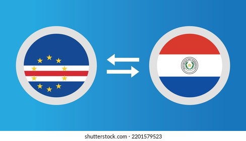 round icons with Cape Verde and Paraguay flag exchange rate concept graphic element Illustration template design
