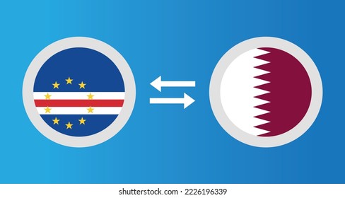 round icons with Cape Verde and Qatar flag exchange rate concept graphic element Illustration template design
