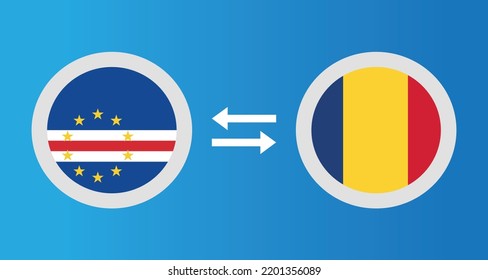 round icons with Cape Verde and Romania flag exchange rate concept graphic element Illustration template design
