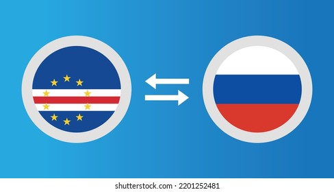 round icons with Cape Verde and Russia flag exchange rate concept graphic element Illustration template design
