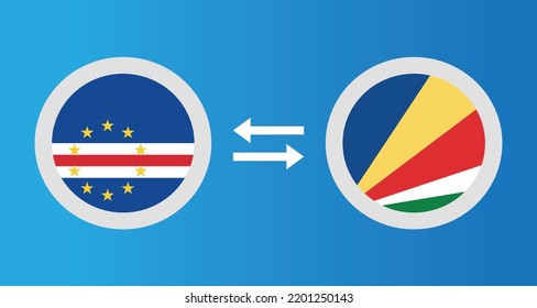 round icons with Cape Verde and Seychelles flag exchange rate concept graphic element Illustration template design
