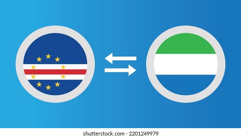 round icons with Cape Verde and Sierra Leone flag exchange rate concept graphic element Illustration template design
