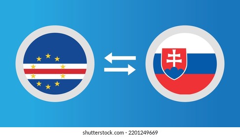 round icons with Cape Verde and Slovakia flag exchange rate concept graphic element Illustration template design
