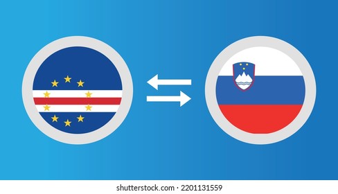 round icons with Cape Verde and Slovenia flag exchange rate concept graphic element Illustration template design
