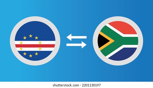 round icons with Cape Verde and South Africa flag exchange rate concept graphic element Illustration template design
