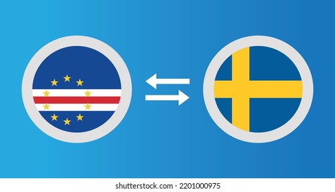 round icons with Cape Verde and Sweden flag exchange rate concept graphic element Illustration template design
