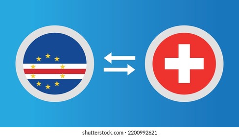 round icons with Cape Verde and Switzerland flag exchange rate concept graphic element Illustration template design
