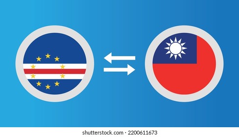 round icons with Cape Verde and Taiwan flag exchange rate concept graphic element Illustration template design
