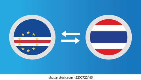 round icons with Cape Verde and Thailand flag exchange rate concept graphic element Illustration template design
