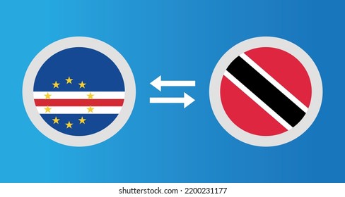 round icons with Cape Verde and Trinidad and Tobago flag exchange rate concept graphic element Illustration template design
