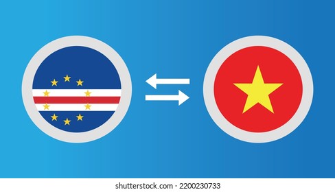 round icons with Cape Verde and Vietnam flag exchange rate concept graphic element Illustration template design
