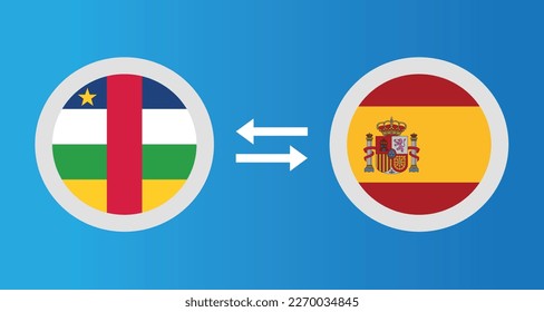 iconos redondos con el concepto de tipo de cambio de la bandera de la República Centroafricana y España elemento gráfico Ilustración diseño de plantilla
