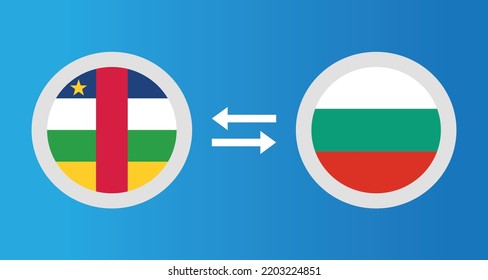 round icons with Central African Republic and Bulgaria flag exchange rate concept graphic element Illustration template design
