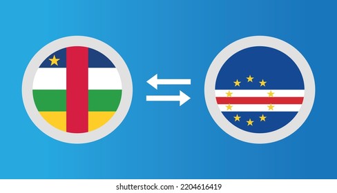 round icons with Central African Republic and Cape Verde flag exchange rate concept graphic element Illustration template design
