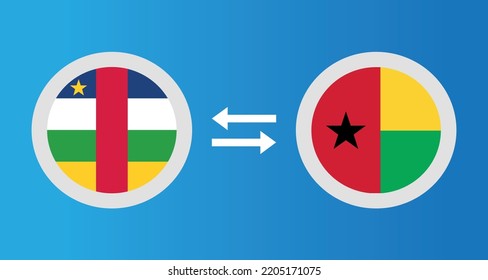 round icons with Central African Republic and Guinea-Bissau flag exchange rate concept graphic element Illustration template design
