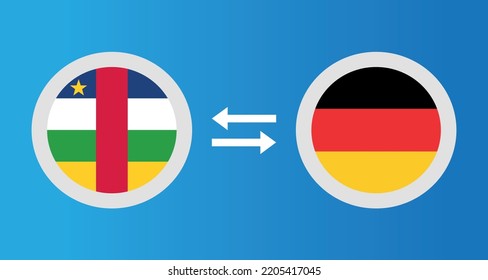 round icons with Central African Republic and Germany flag exchange rate concept graphic element Illustration template design
