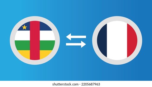 round icons with Central African Republic and France flag exchange rate concept graphic element Illustration template design
