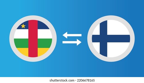 round icons with Central African Republic and Finland flag exchange rate concept graphic element Illustration template design
