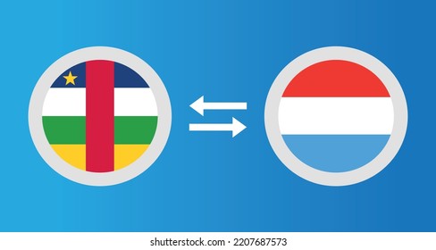 round icons with Central African Republic and Luxembourg flag exchange rate concept graphic element Illustration template design
