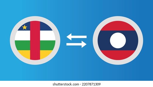 round icons with Central African Republic and Laos flag exchange rate concept graphic element Illustration template design
