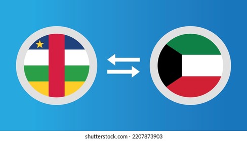round icons with Central African Republic and Kuwait flag exchange rate concept graphic element Illustration template design
