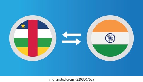 round icons with Central African Republic and India flag exchange rate concept graphic element Illustration template design
