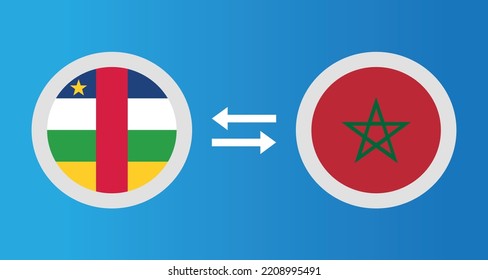 round icons with Central African Republic and Morocco flag exchange rate concept graphic element Illustration template design
