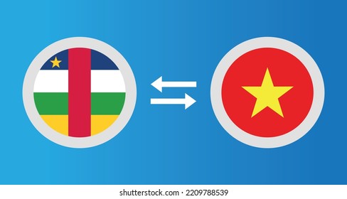round icons with Central African Republic and Vietnam flag exchange rate concept graphic element Illustration template design
