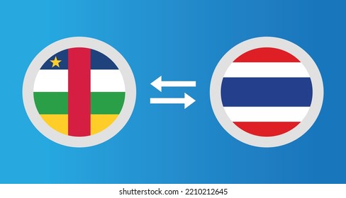 round icons with Central African Republic and Thailand flag exchange rate concept graphic element Illustration template design
