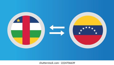 round icons with Central African Republic and Venezuela flag exchange rate concept graphic element Illustration template design
