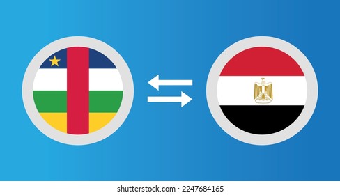 round icons with Central African Republic and Egypt flag exchange rate concept graphic element Illustration template design
