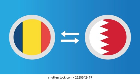 round icons with Chad and Bahrain flag exchange rate concept graphic element Illustration template design
