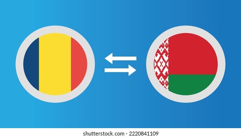 Rundsymbole mit dem Wechselkurs-Konzept des Tschad und Belarus-Flaggen-Grafikelement Illustration Vorlage Design
