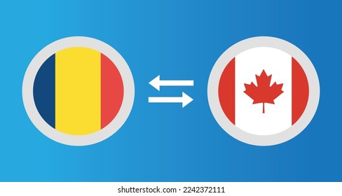 iconos redondos con el concepto de tipo de cambio del pabellón Chad y Canadá elemento gráfico Diseño de la plantilla de ilustración
