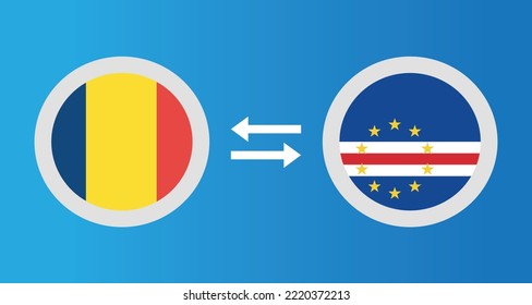 round icons with Chad and Cape Verde flag exchange rate concept graphic element Illustration template design
