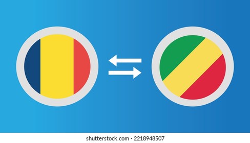 iconos redondos con el concepto de tipo de cambio de la bandera del Chad y el Congo elemento gráfico Diseño de la plantilla de ilustración
